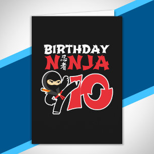 Carte Thème de fête d'anniversaire Ninja pour enfants - 