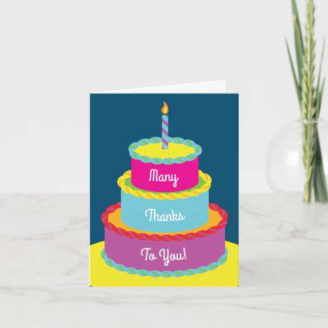 Carte Thème de fête de 1er anniversaire Gâteau d'anniver (Devant)