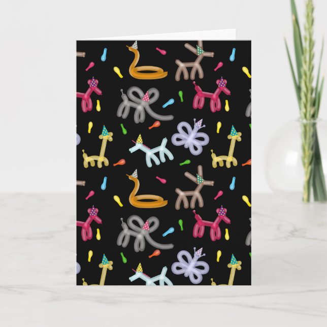 Carte Thème de fête pour enfants Animaux en ballons (Devant)