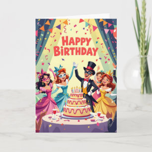 Carte Thème de masquerade joyeux anniversaire mignon