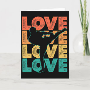 Carte Thème de mot d'amour rétro Muay Thai conception gr