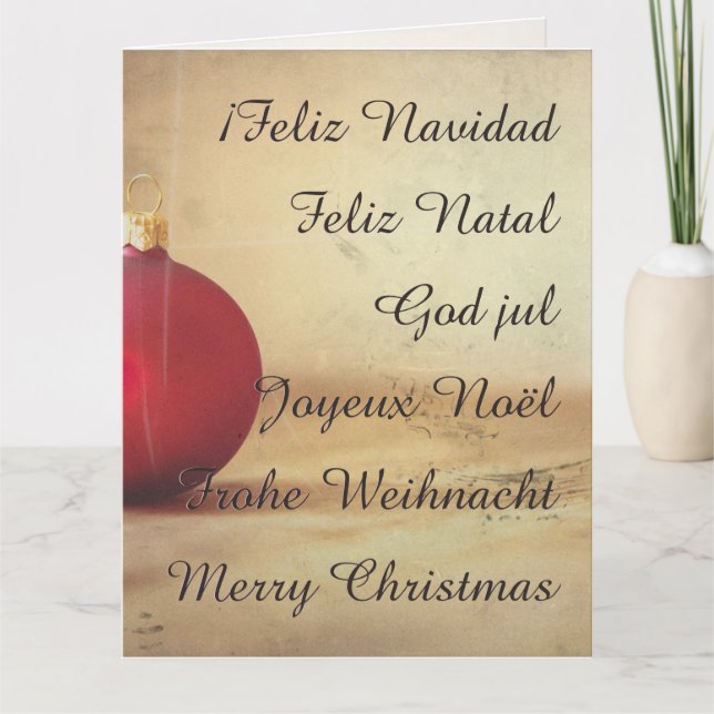 Carte thème de Noël avec boule de Noël (Devant)