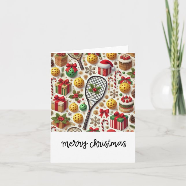 Carte Thème de Noël de Pickleball (Devant)