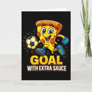 Carte Thème de pizza pour garçons Funny Soccer Goal