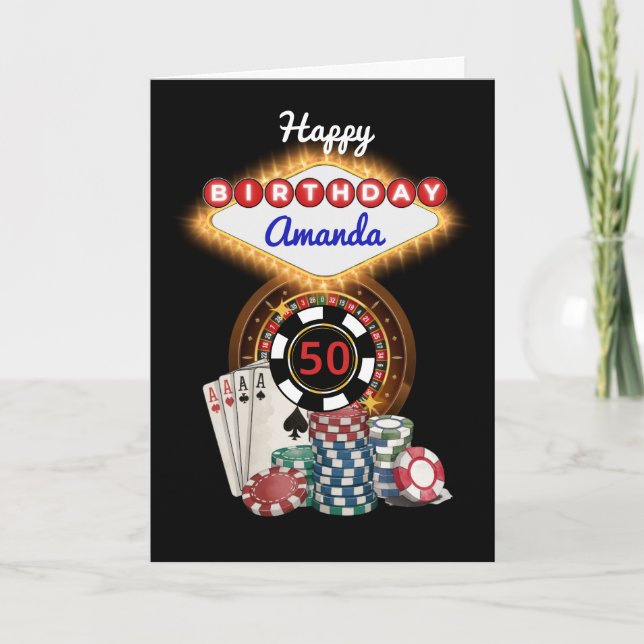Carte Thème de soirée d'anniversaire au casino noir mode (Devant)