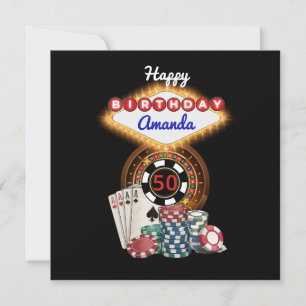 Carte Thème de soirée d'anniversaire de casino de Vegas