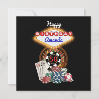 Carte Thème de soirée d'anniversaire de casino de Vegas