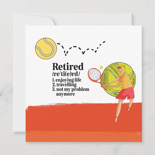 Carte Thème de tennis pour la retraite au joueur de tenn (Devant)