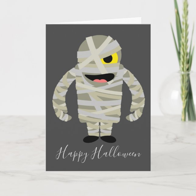 Carte Thème d'Halloween zombie momie drôle (Devant)
