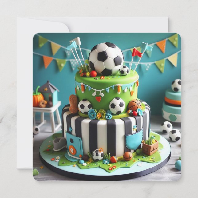 CARTE THÈME DU FOOTBALL AMUSANT ANNIVERSAIRE DE ENFANT G (Devant)
