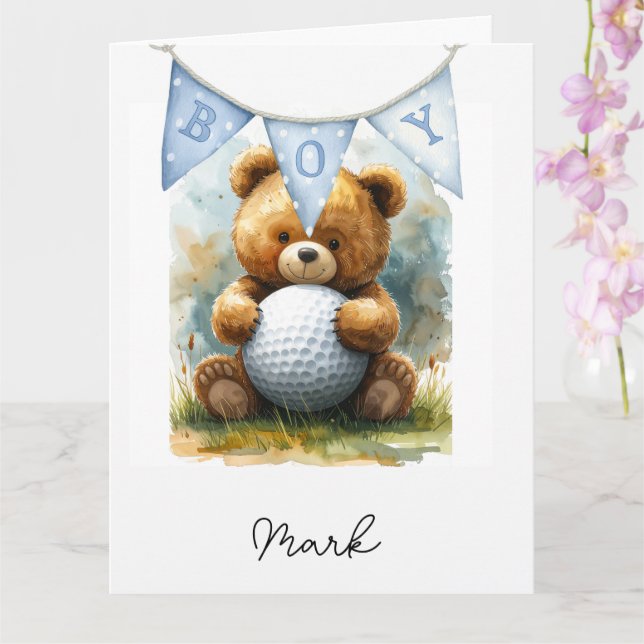 Carte Thème garçon bébé golf sur un terrain de golf (Orchidée)