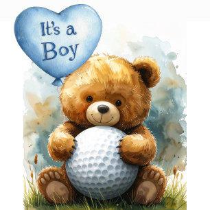 Carte Thème garçon bébé golf sur un terrain de golf