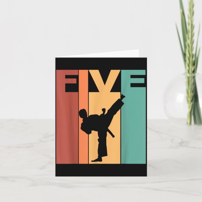 Carte Thème Karaté Taekwondo 5ème Anniversaire 5 Ans (Devant)