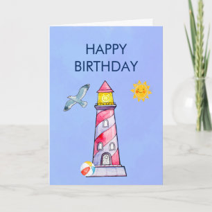 Carte Thème Nautique de Phare pour Anniversaire