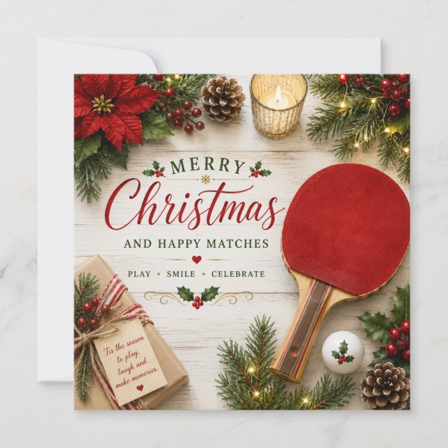 Carte Thème Noël de ping pong  (Devant)