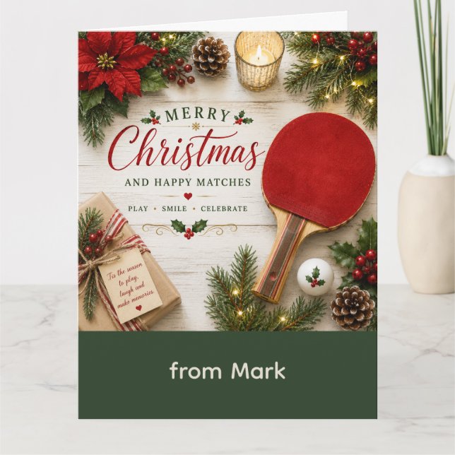 Carte Thème Noël de ping pong  (Devant)