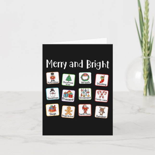 Carte Thérapeute de la parole Merry And Bright AAC SLP N (Devant)