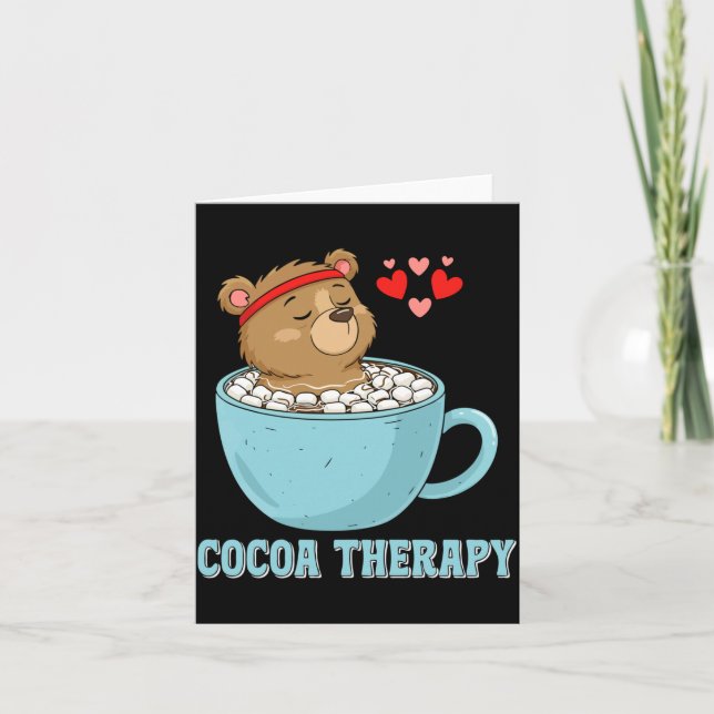Carte Thérapie Ourson Chocolat Chaud Marshmallow Mignon (Devant)