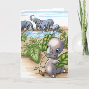 Carte There’s a New Rhino in Town Elephant Friends Card