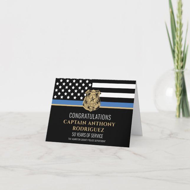 Carte Thin Blue Line Police Retirement Law Enforcement (Devant)