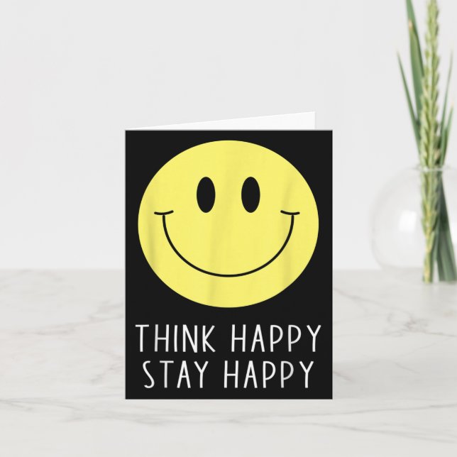 Carte Think Happy Stay Happy Motivation Quote Yellow Smi (Devant)