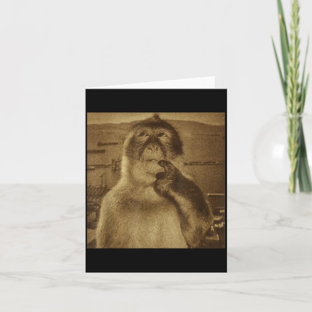 Carte Thinking Monkey Meme Vintage Retro  (Devant)