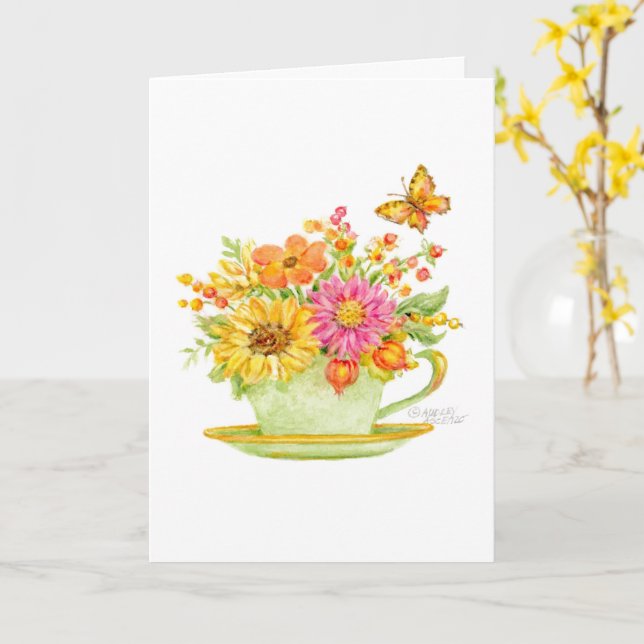 Carte Thinking of You Autumn Teacup Beautiful Day Card (Fleur jaune)