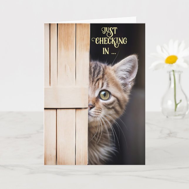 Carte Thinking of You Cute Cute Shy Kitty Fun (Petite plante)