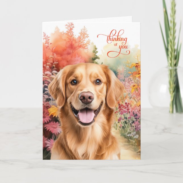 Carte Thinking of You Golden Retriever Dog Garden Path (Devant)