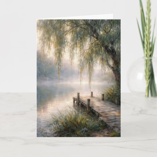 Carte Thinking of You Lake Dock with Willow Tree (Devant)