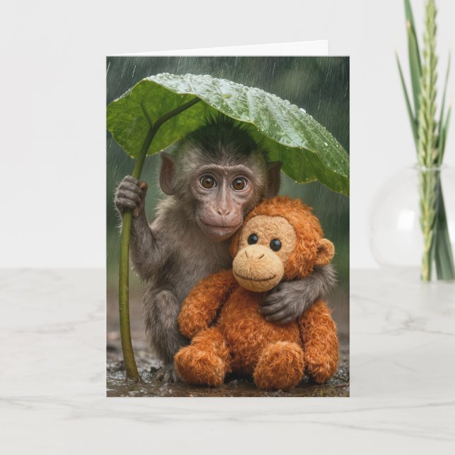 Carte Thinking of You Macaque Monkey with Orangutan (Devant)