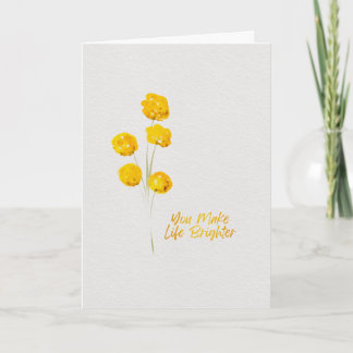Carte Thinking of You Yellow Billy Buttons Watercolor
