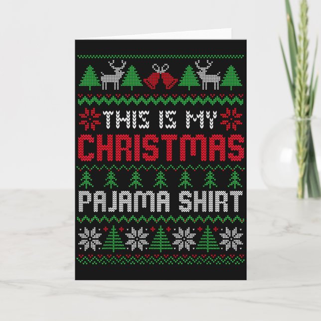 Carte This Is My Christmas Pajama Shirt Lights Family Ma (Devant)