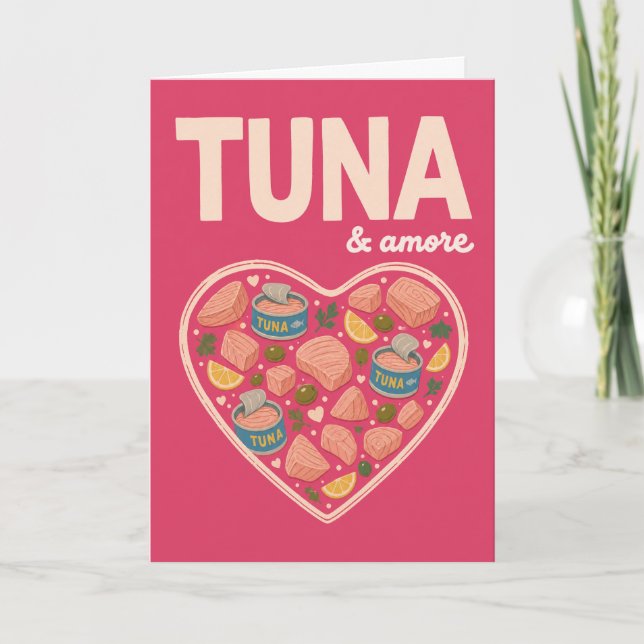 Carte Thon Amore Drôle Amour Thon Romance Mignon Fruits  (Devant)