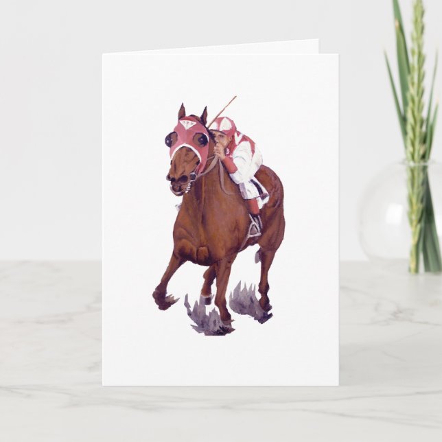 Carte Thoroughbred Horse Gagne La Course (Devant)
