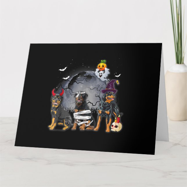 Carte Three Rottweilers Satan Witch Mummy Halloween Cost (Devant)