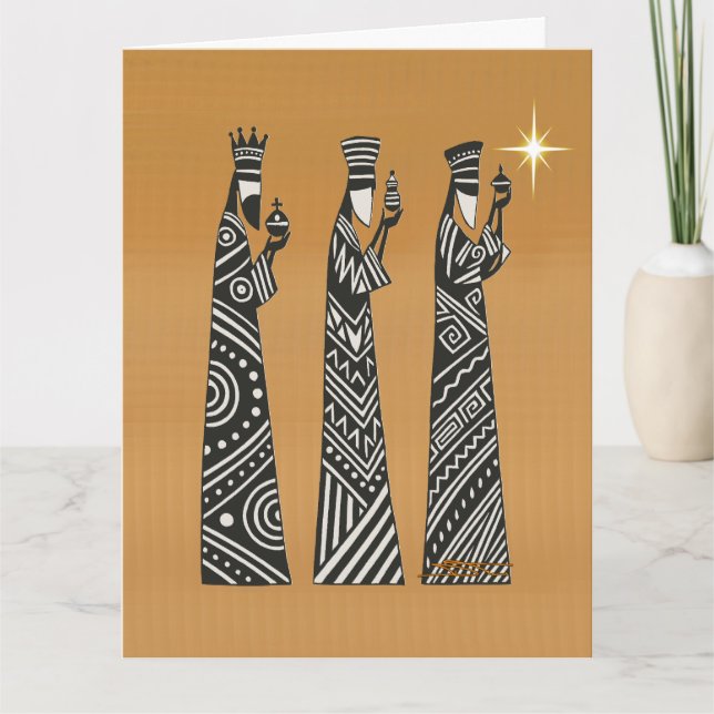 Carte Three Wise Men Black & White Christmas Nativity (Devant)