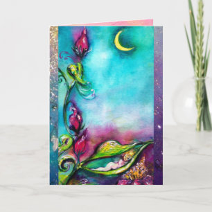 CARTE THUMBELINA DORMIR DANS LA LUMIÈRE DE LA LUNE / LE 