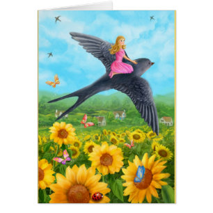 Carte "Thumbelina et hirondelle "