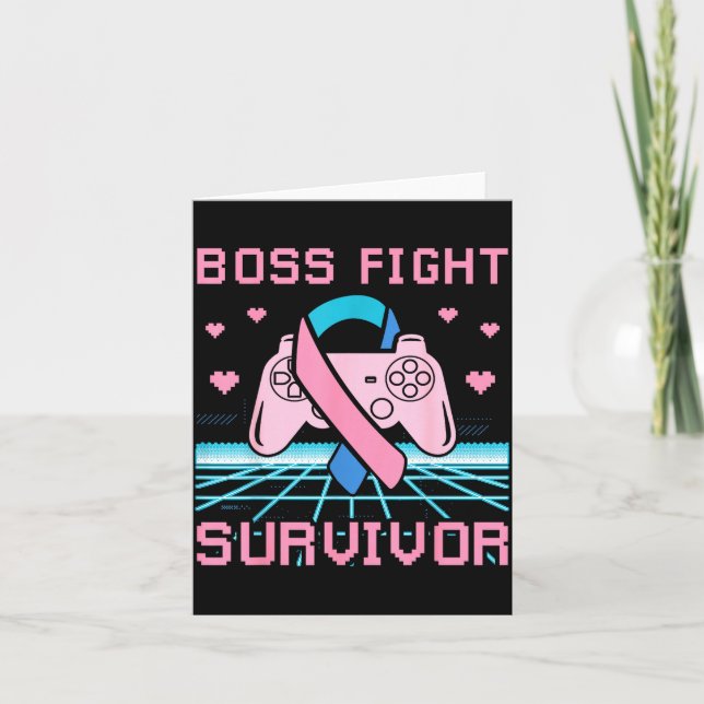 Carte Thyroid Cancer Awareness Boss Fight Survivor Gamer (Devant)