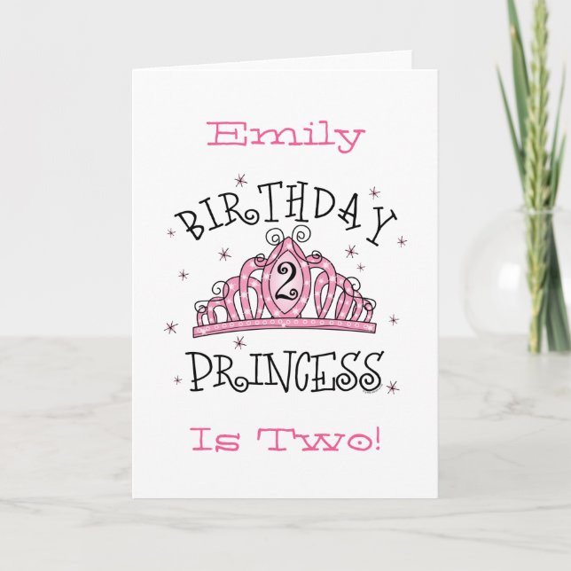 Carte Tiara Princess 2nd Birthday Card - Customisé (Devant)