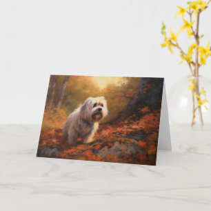 Carte Tibétain Terrier en automne feuilles tombent inspi