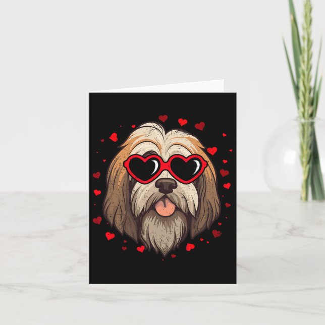Carte Tibétain Terrier Saint-Valentin Cœur Amoureux de C (Devant)