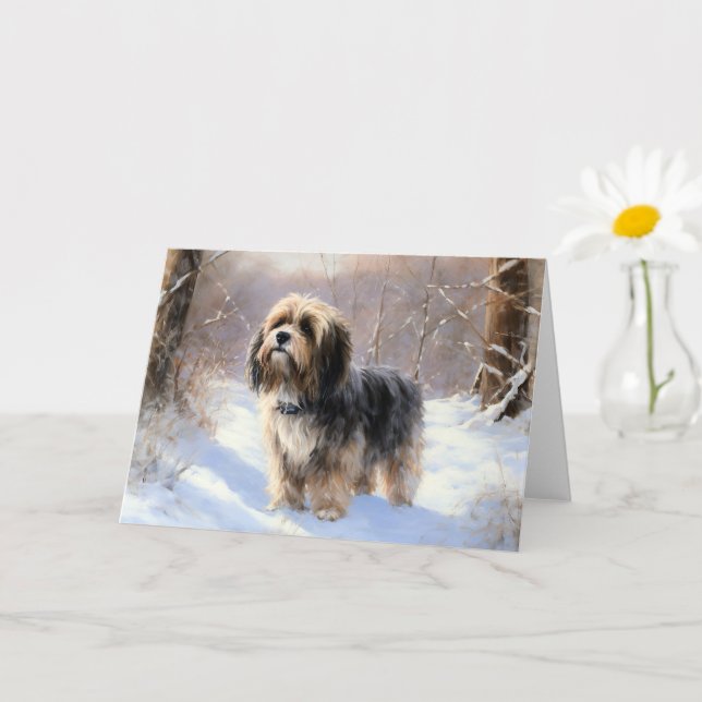 Carte Tibetan Terrier Qu'il neige Noël  (Petite plante)
