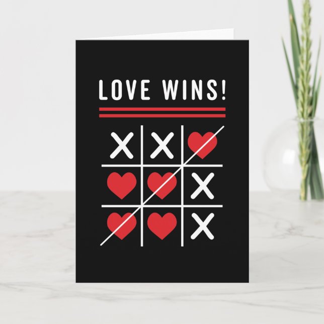 Carte Tic Tac Toe Love gagne Anniversaire Saint-Valentin (Devant)