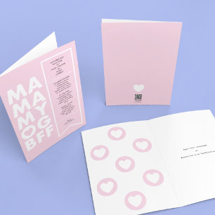 Carte Ticket modifiable en gras Texte Fête des mères ros