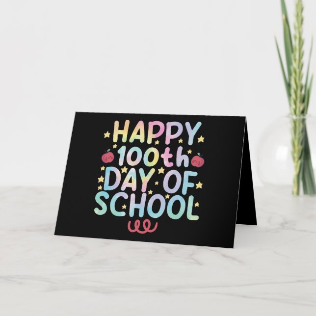 Carte Tie Dye Happy 100e jour d'école Enseignant Élève  (Devant)