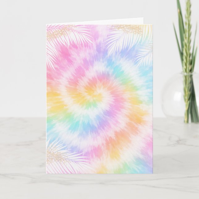 Carte Tie-Dye Rose Pâle Girly Chic                     (Devant)
