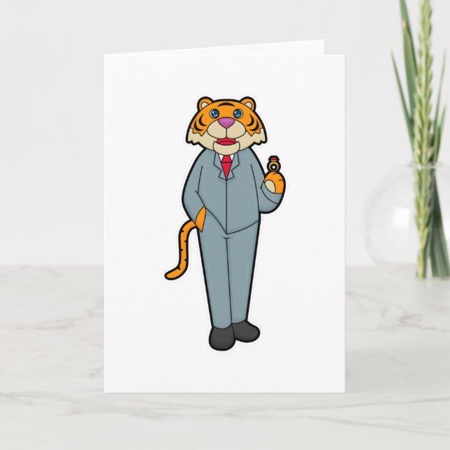 Carte Tiger as Groom with Wedding ring (Devant)