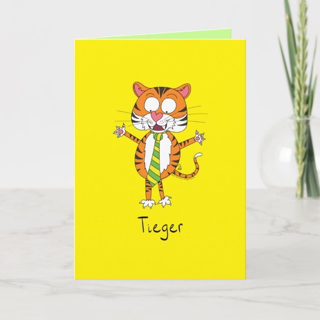 Carte Tiger Cravate mignonne drôle (Devant)